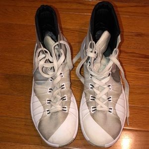 White Nike high top basketball shoes